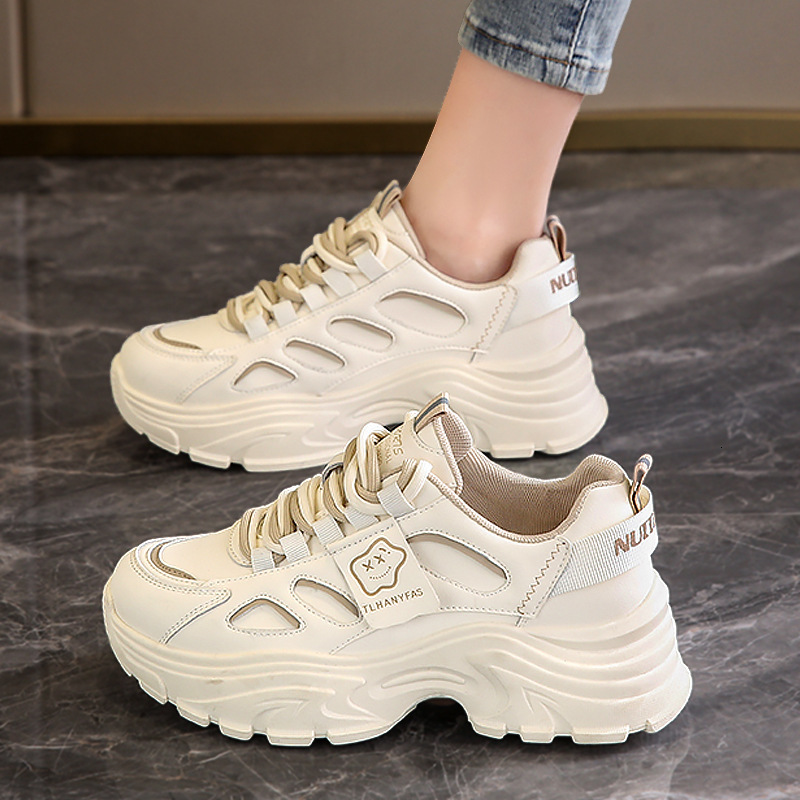 Ddmysports Women S Cushioning Sneakers Summer Leather Breathable Casual Thick Sole Slimming Small Size Dad Shoes Outdoor Shoes