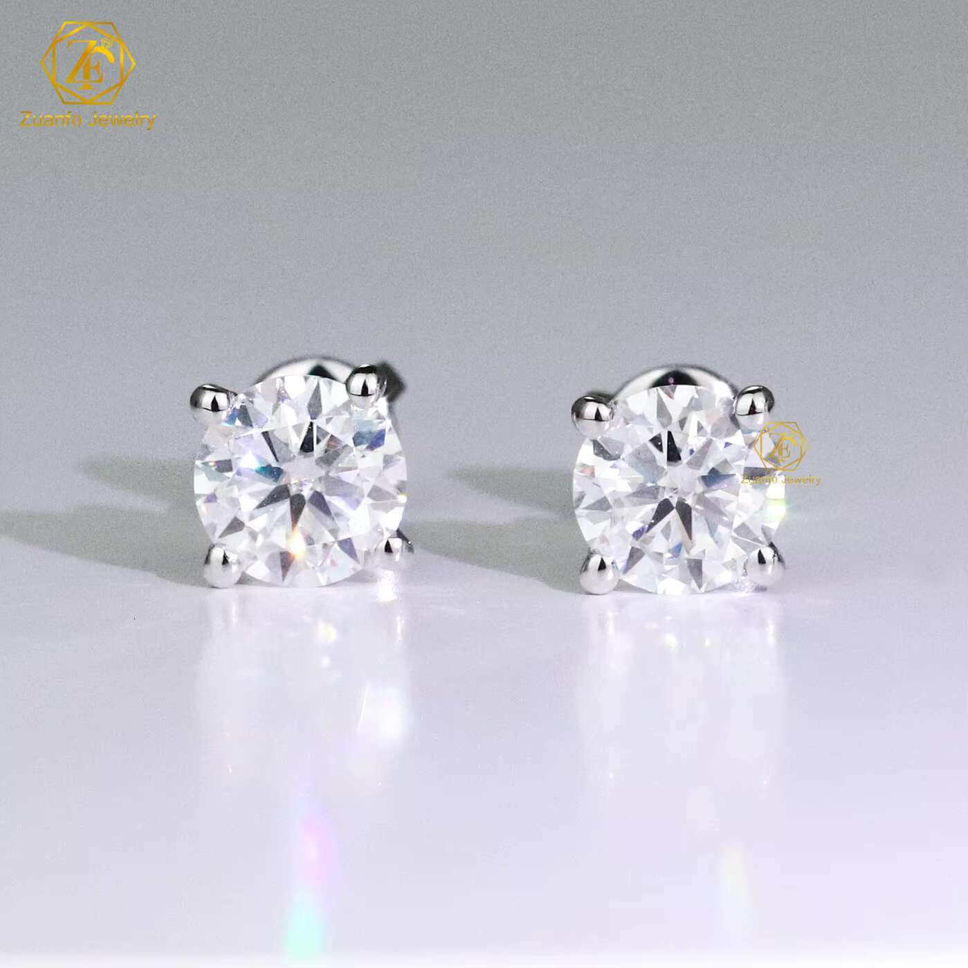 Wholesale 3-11mm VVS Moissanite Earrings Screw Back Round Cut 4 Prong Stud Earrings 925 Silver Hip Hop Earring for Men and Women