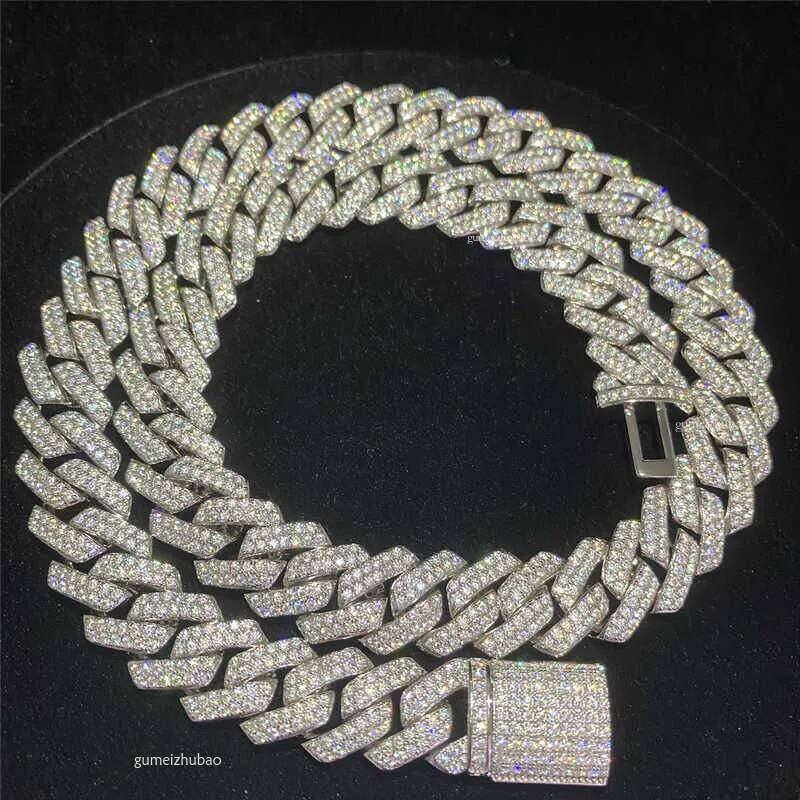 Stock Iced Out Vvs Bracelet Sier Bling Moissanite Dia Cuban Link Chain Hip Hop Men Jewelry Necklace