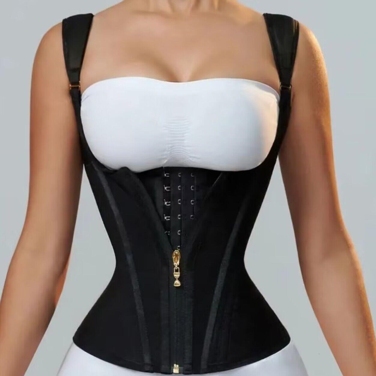 Mesh High Elastic Waist Trainer 15 Bones Posture Corrector Zipper Button Shapewear Vest Style Abdomen Waist Belt 240813