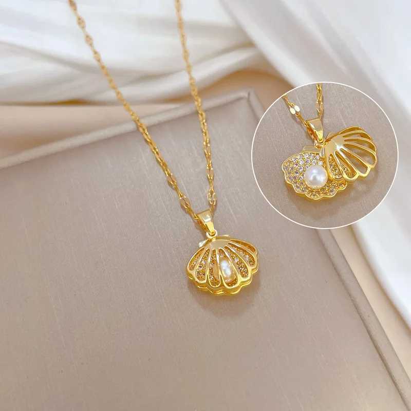 Exquisite Micro Inlaid Zircon Butterfly Tassel Necklace for Women Stainless Steel Heart Shell Pendant Necklace Wedding Jewelry Z250614