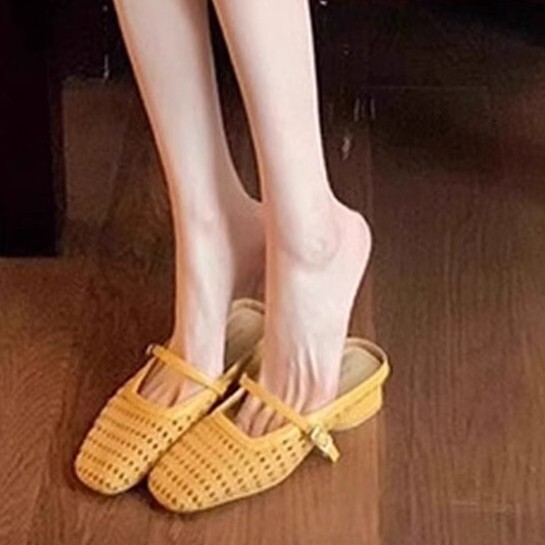 Ddmysports Women S Outdoor Woven Breathable Single Shoes New Style One Strap Mules Chunky Heel Beach Casual Sandals Outdoor Shoes