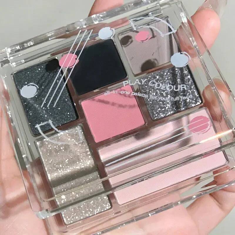 Sweet Cool d Eyeshadow Palette Pink-black Hot Girl New 7 Colors Glitter Pearly Shadow Eyes Korean Makeup Pallet Cosmetics