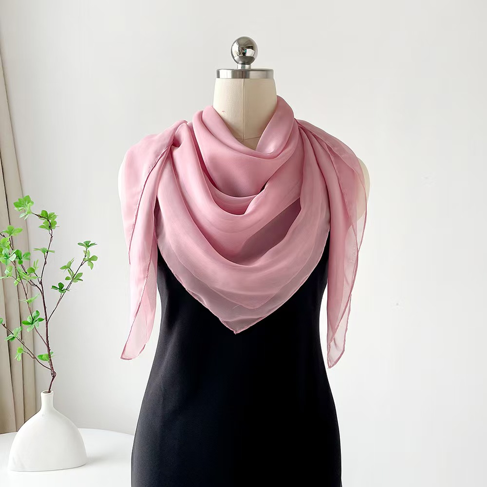 T965 solid color square scarf summer European and American silk scarf high-grade chiffon scarf simple shawl decorative headscarf