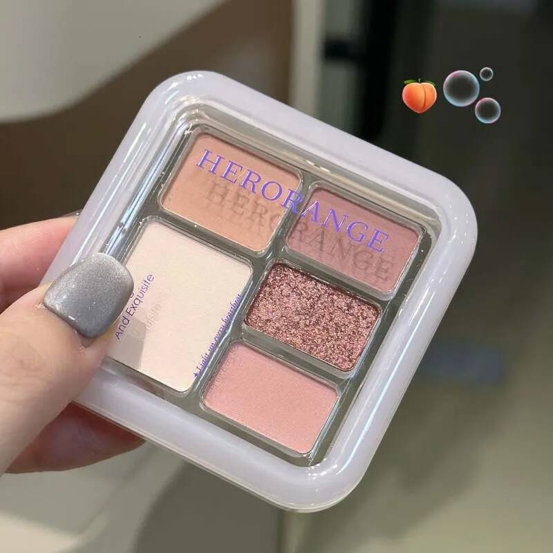 5-Color Shiny Punk Blue Eyeshadow Glitter Pearlescent Shadow Palette Lasting Waterproof Nude Pink Eye Pigment Makeup