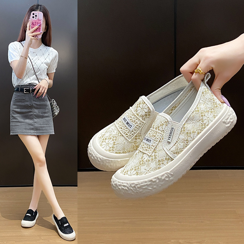 Ddmysports White Sneakers For Women Summer New Korean Style Ins Female Students Casual Sports Versatile Slip On Shoes Street Photography Fb Outdoor Sh
