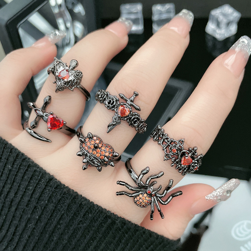 Punk style artificial zircon decor open rings fashion accessories for men women for party daily clothing decor trendy all match exquisite jewelry for 