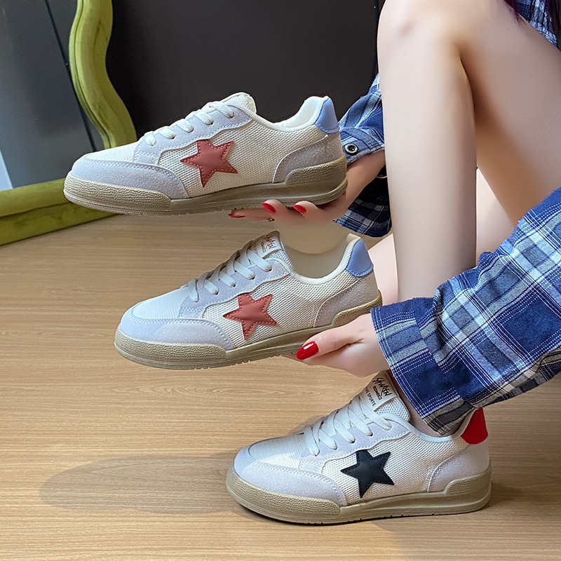 Ddmysports White Sneakers For Women Spring Mesh Star Ins Style Female Students Casual Sports Versatile Board Shoes Street Photography D Outdoor Shoes
