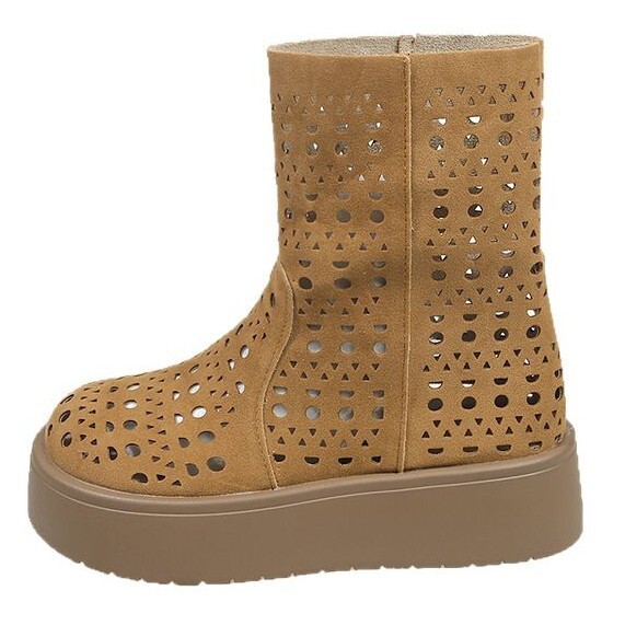 Ddmyoutdoor British Style Versatile Melard Summer New Hollow Breathable Flat Hole Sandals Short Boots Outdoor Shoes