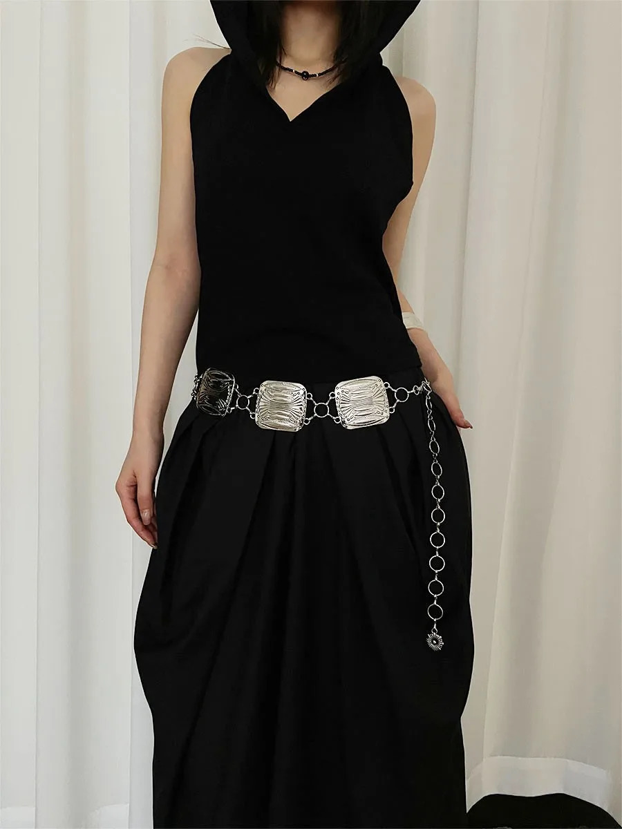 Fashionable Retro Ethnic Metal Waist Chain For Women Wide Belt With Chain Decoration For Skirts And Dresses 250610