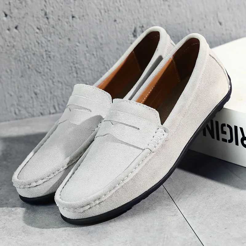 Men Casual Shoes Fi Suede Leather Men Loafers High Quality Slip Mens Flats Lightweight Driving Shoes 38-47 XJ250614