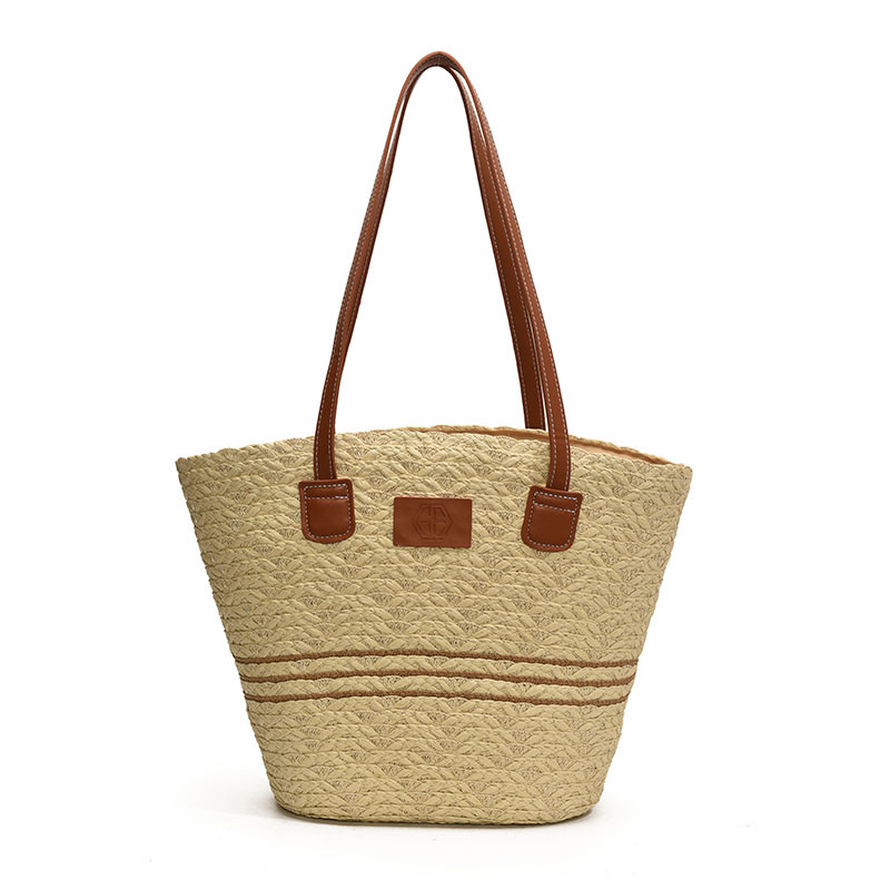 Hot Free Shipping Lafte Grass Hand Woven Straw Woven Tote Bags for Women Shoulder Raffia Bag Rattan Large Shopping Basket Beach Bag Luxury Crochet Han
