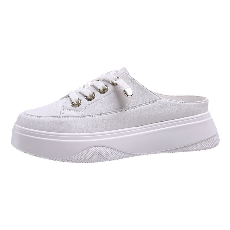 Ddmyoutdoor Baotou White Half Slippers For Women New Style Outdoor Internet Celebrity Thick Sole Platform Backless Lazy Height Increasing Sandals Outd