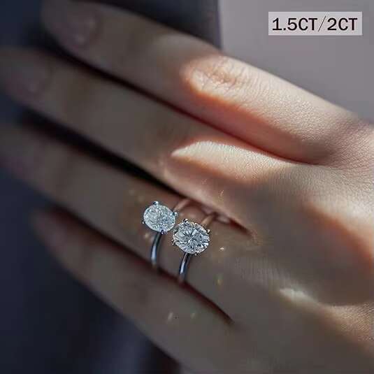 925 Sterling Silver Engagement Rings for Women Oval Cut Halo VVS Moissanite Wedding Promise Rings