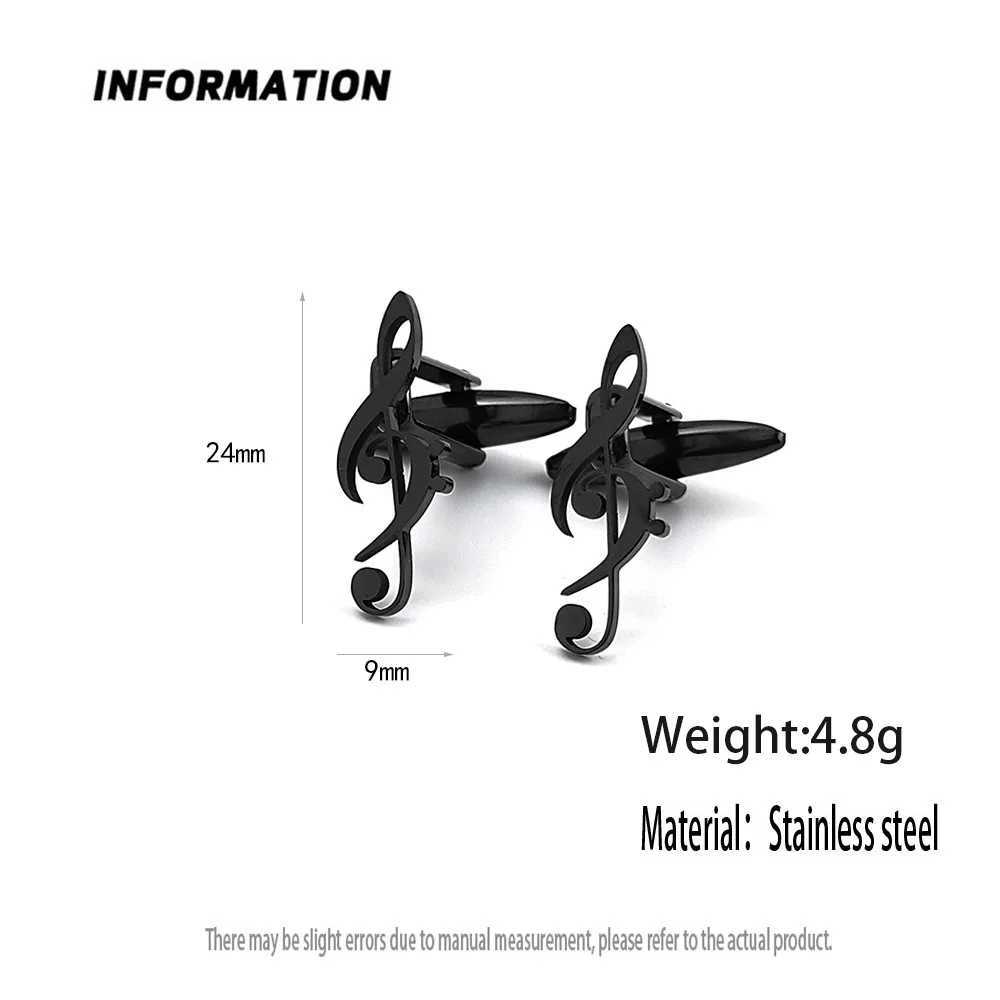 New music symbol hollow mens cufflinks shirt fashionable matching stainless steel high-quality birthday gift formal wear XJ250614