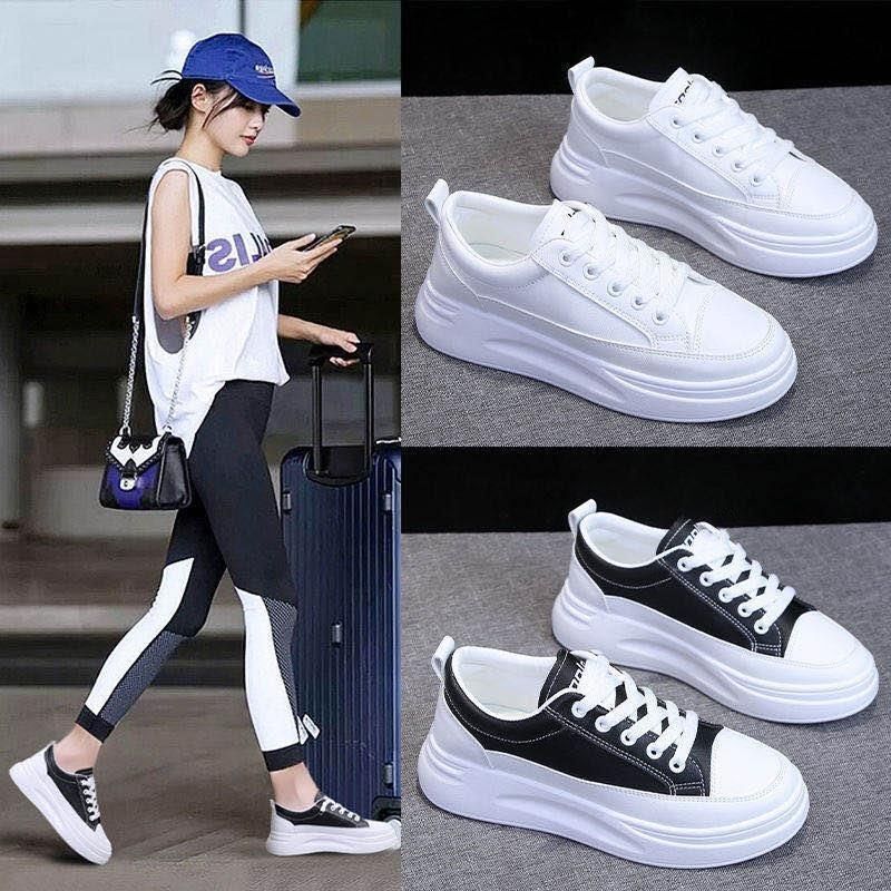 Ddmysports White Sneakers Women Autumn New Sports For Female Students Thick Sole Trendy Korean Style Versatile Board Shoes Outdoor Shoes