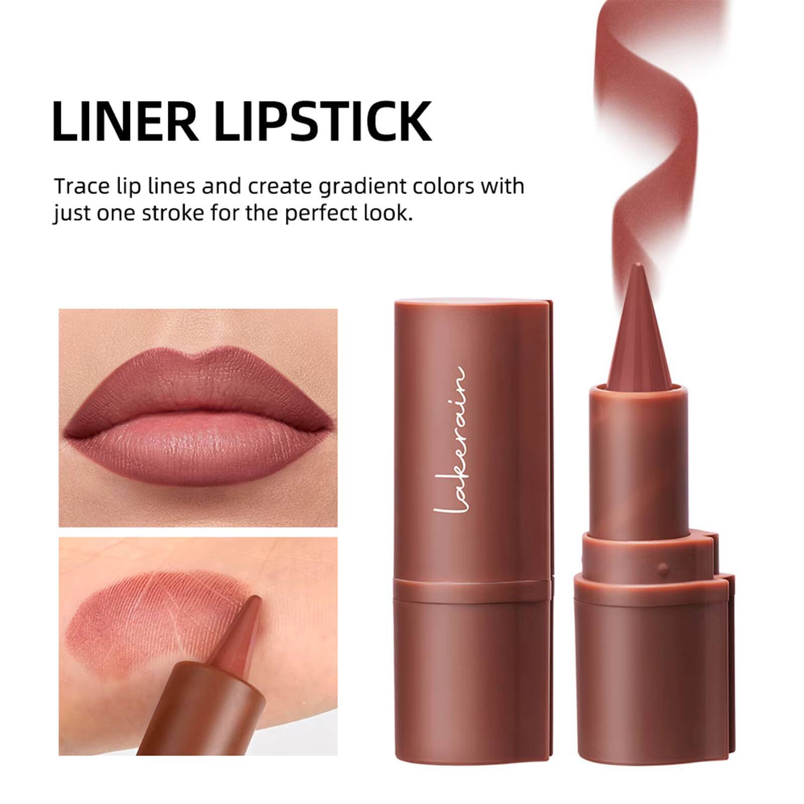 Lakerain 6 long lasting easy color liner waterproof non-stick matte moisturizing lip line lipstick happy