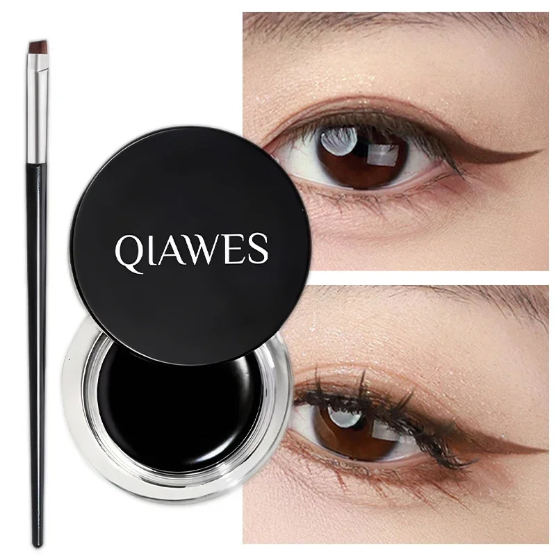 Black Brown Eyeliner Cream Waterproof Beauty Cosmetics Long Lasting Eyeliner Gel Eyeshadow Makeup Tools with Brush Set Eye Liner 250614