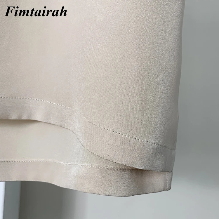 Fimtairah 6A 100% Full 32MM Not See Through 100% Mulberry Silk Top Blouse Summer Round Neck Short sleeve T-shirt woman 250609