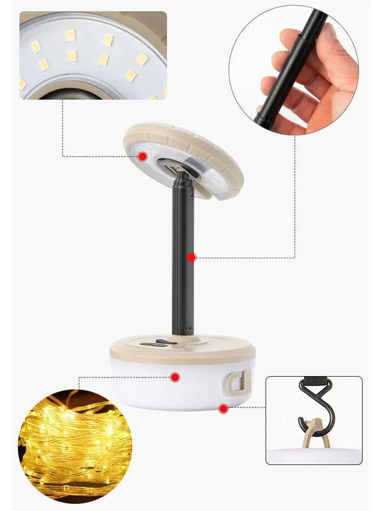 4in1 Camping Lamp Strip LED Atmosphere 10M Length Waterproof Recyclable Light Belt Outdoor Garden Decoration Lamp for Tent Room W250613