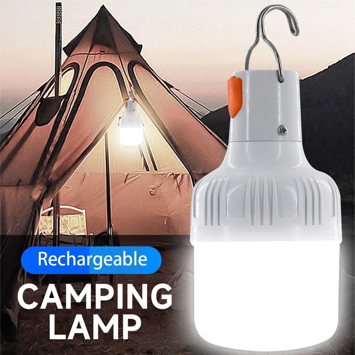 Outdoor LED Bulb Camping Lights USB Rechargeable Lamp Emergency Tent Market Hook Up Portable Lantern Bulb Battery BBQ Camping W250613