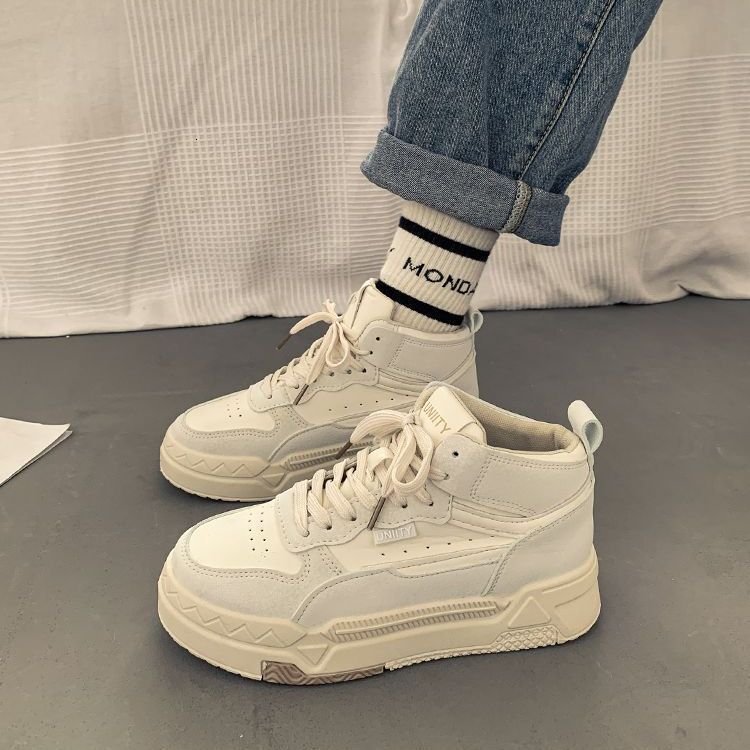 Ddmysports Niche Ulzzang High Top White Sneakers For Women Spring And Autumn Sports Versatile Ins Trend Thick Soled S Shoes Outdoor Shoes