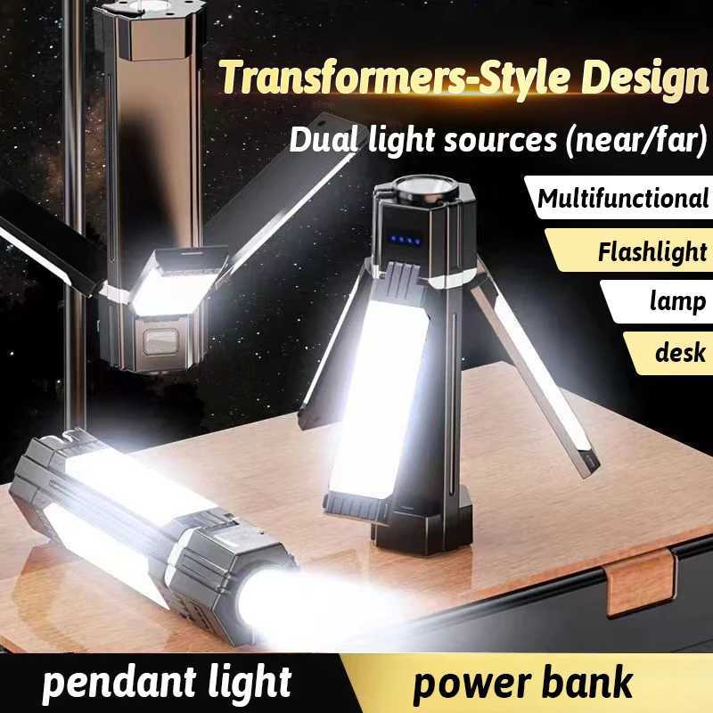 Rechargeable Outdoor Camping Light Tent Lamp Portable Foldable Flashlight Emergency Power Bank Work Floodlight W250613