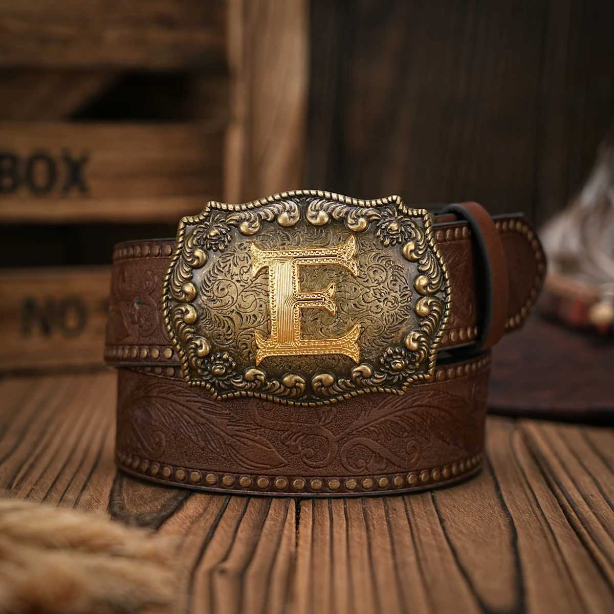 Vintage style PU Leather Western Denim Belt Classic Letter buckle - 3.8 cm wide durable and stylish for men and wen - perfect X250614