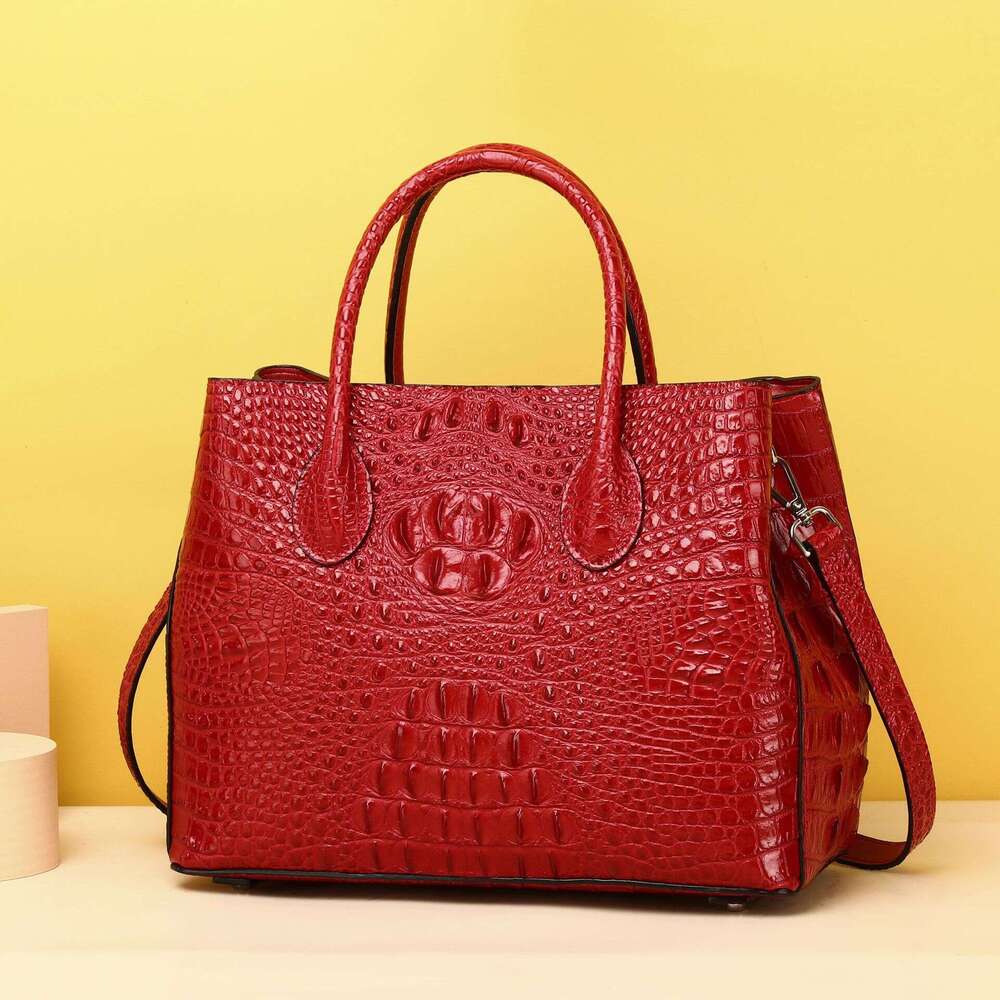 Bone Crocodile Garden Pattern Handbag Single Shoulder Crossbody Women's Classic High-end Noblewoman Bag