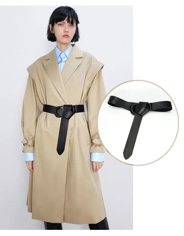 Fashion Womens Wide Belt Genuine Leather Knotted Belts Decoration Dress Solid Color Waistband Overcoat Skirt Waist Belt 250610
