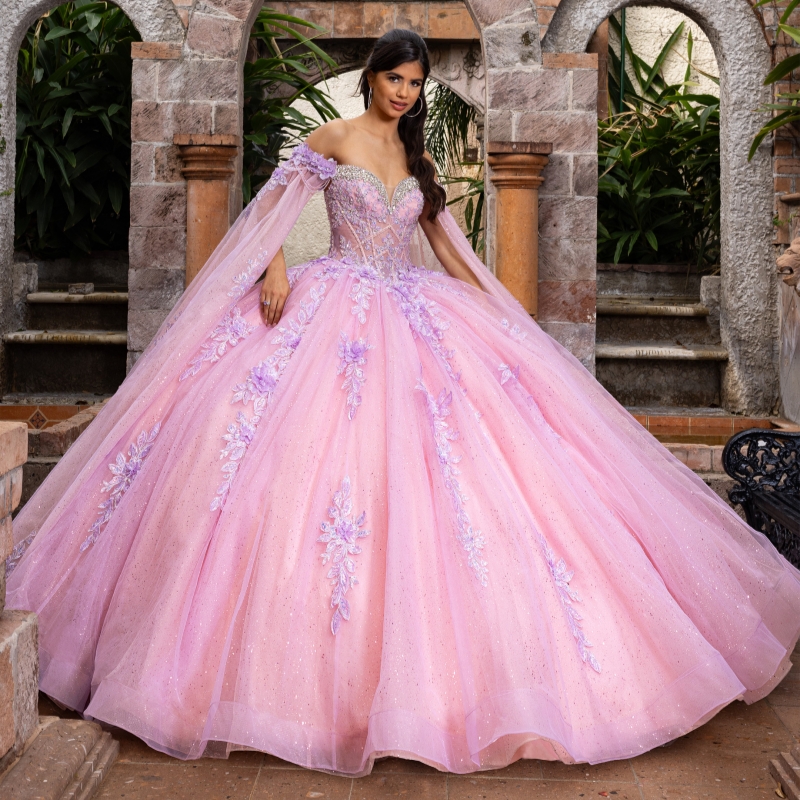 Red Shiny Quinceanera Dresses Ball Gown Off The Shoulder Applique Lace Beads Bow Tull With Cape Sweet 16 Dress Vestidos 15 De Anos