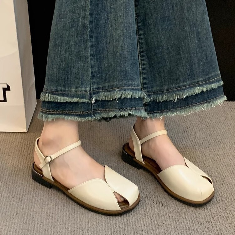 Ddmysports New French Flat Toe For Women Summer Outdoor Korean Style Dress Beach Roman Sandals Outdoor Shoes