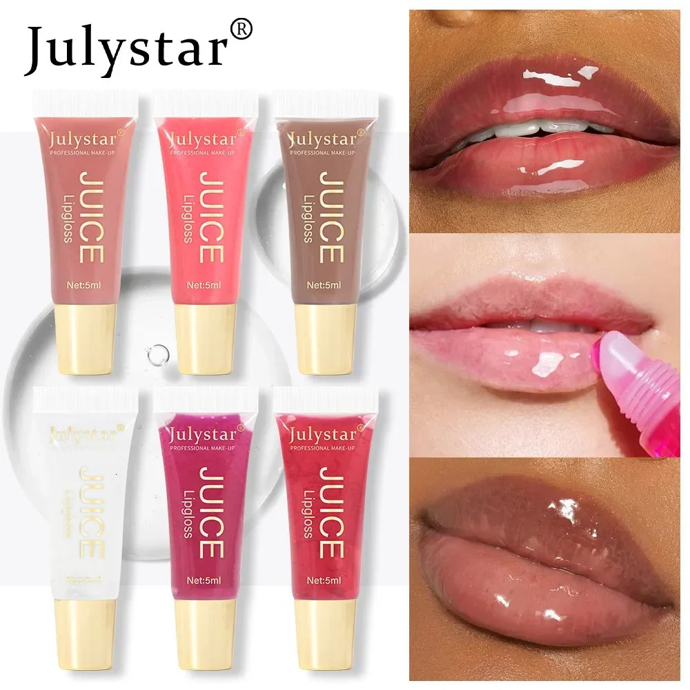 Nude Brown Plumping Lip Gloss Moisturising Fruit Lip Oil Transparent Fullness Lips Tint Soft Tube Makeup Applicator Beauty Care 250614