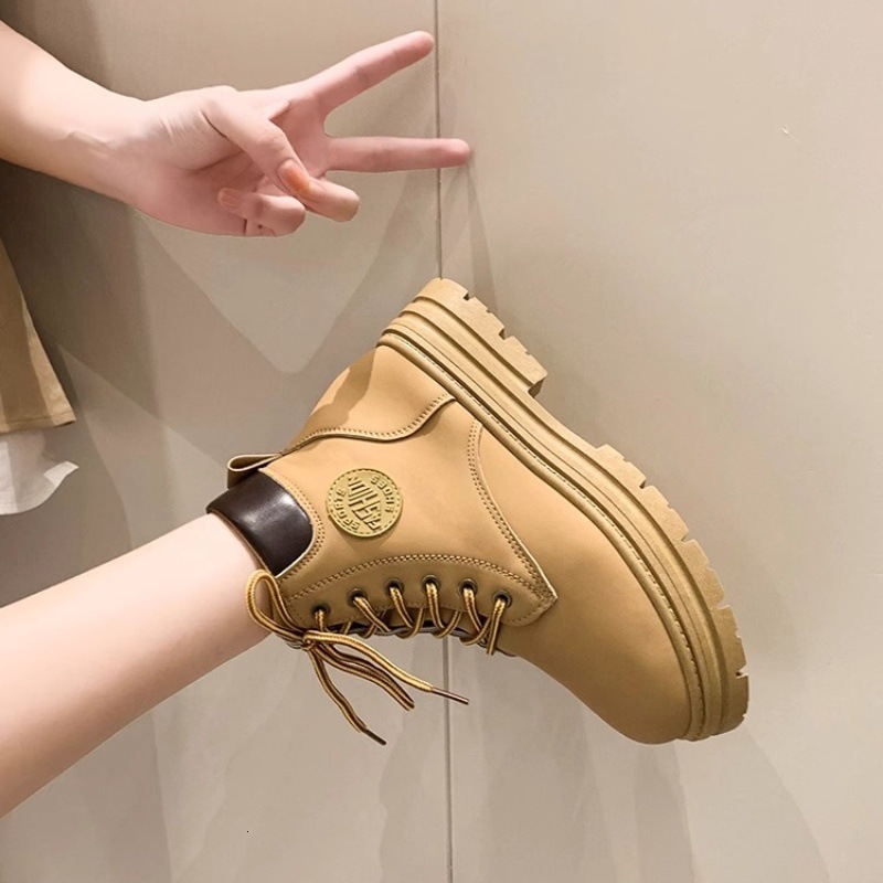 Ddmysports Mountaineering Workwear Yellow For Autumn New Fashion Martin Women Indestructible Motorcycle Ankle Boots Outdoor Shoes