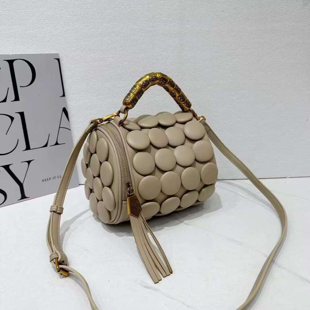 2025 Autumn Winter New Women's Cylinder Handmade Button Classic Versatile Shoulder Crossbody Pillow Bag