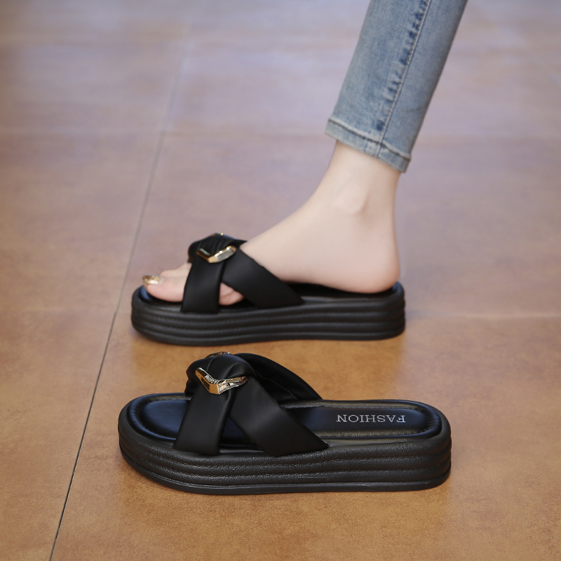 Ddmyoutdoor Stepping On Clouds Sandals For Women Summer Outdoor New Fairy Style With Skirt Thick Sole Beach One Strap Slippers Outdoor Shoes