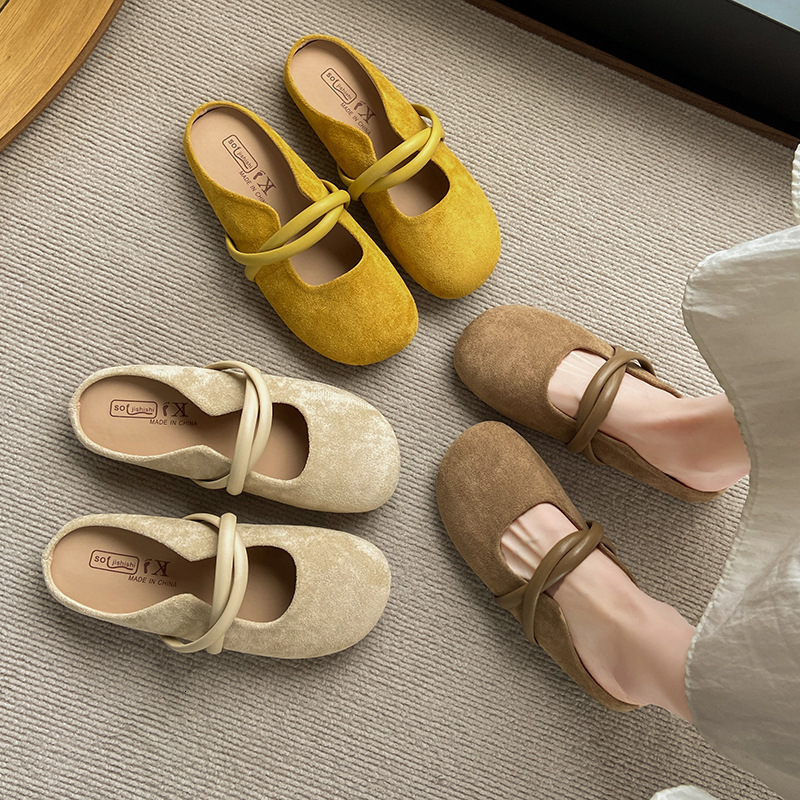 Ddmyoutdoor Soft Sole Closed Toe Women Outdoor Wear New Spring Flat Lazy Maternity Slip On Half Slippers For Summer Outdoor Shoes