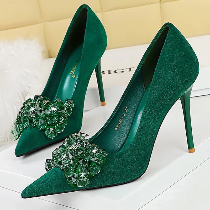 BIGTREE Shoes 2025 Rhinestone Women Pumps Bowknot High Heels Gemstone Banquet Shoes Stilettos Heels 9 Cm Ladies Shoes 250613