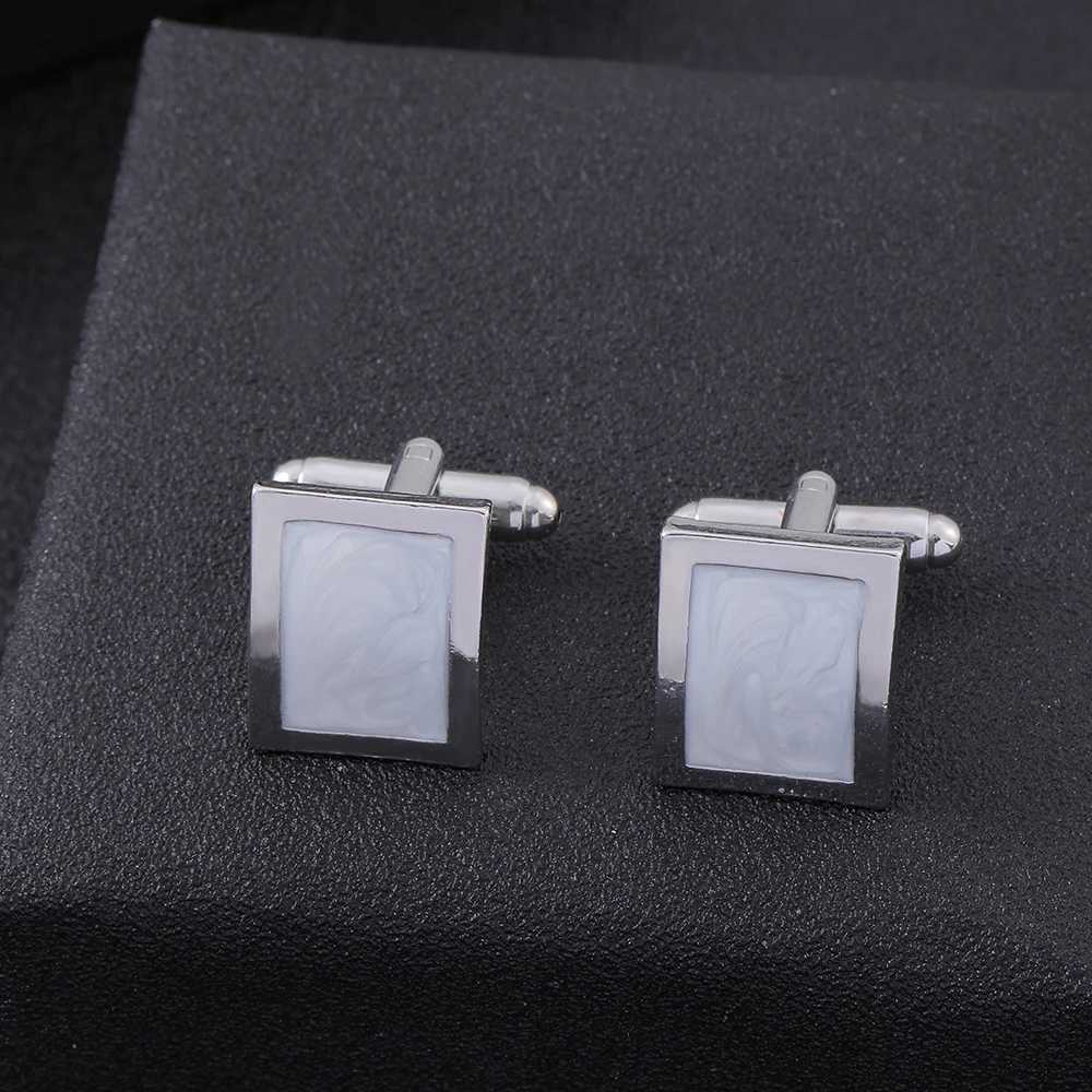 Curved Square Cufflinks Blue White Enamel Marbling Pattern Cuff Links For Business Groomsman Shirt Button XJ250614