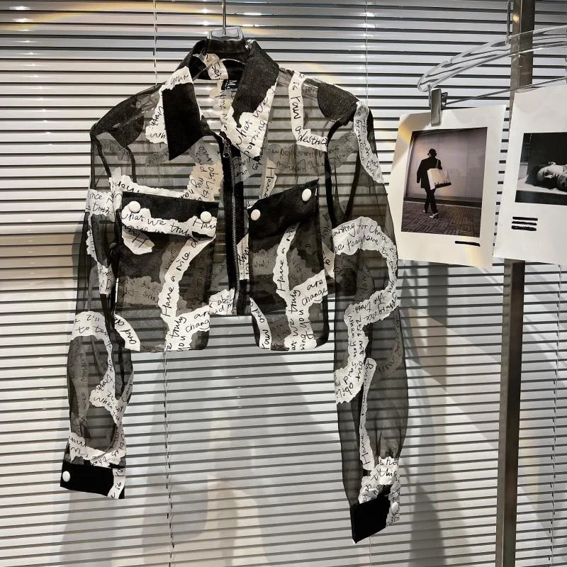 Arrivals Long Sleeve Summer Turn Down Collar Letters Transparent Sunscreen Thin Coat Women GF333 woman jacket 250611