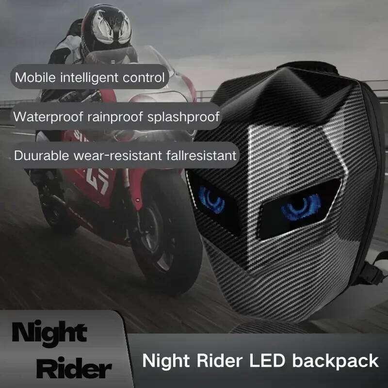 Men's LED Backpack Hard Shell Waterproof Technology Sense Luminous Dark Knight Motorcycle Large Capacity Sports Business Travel