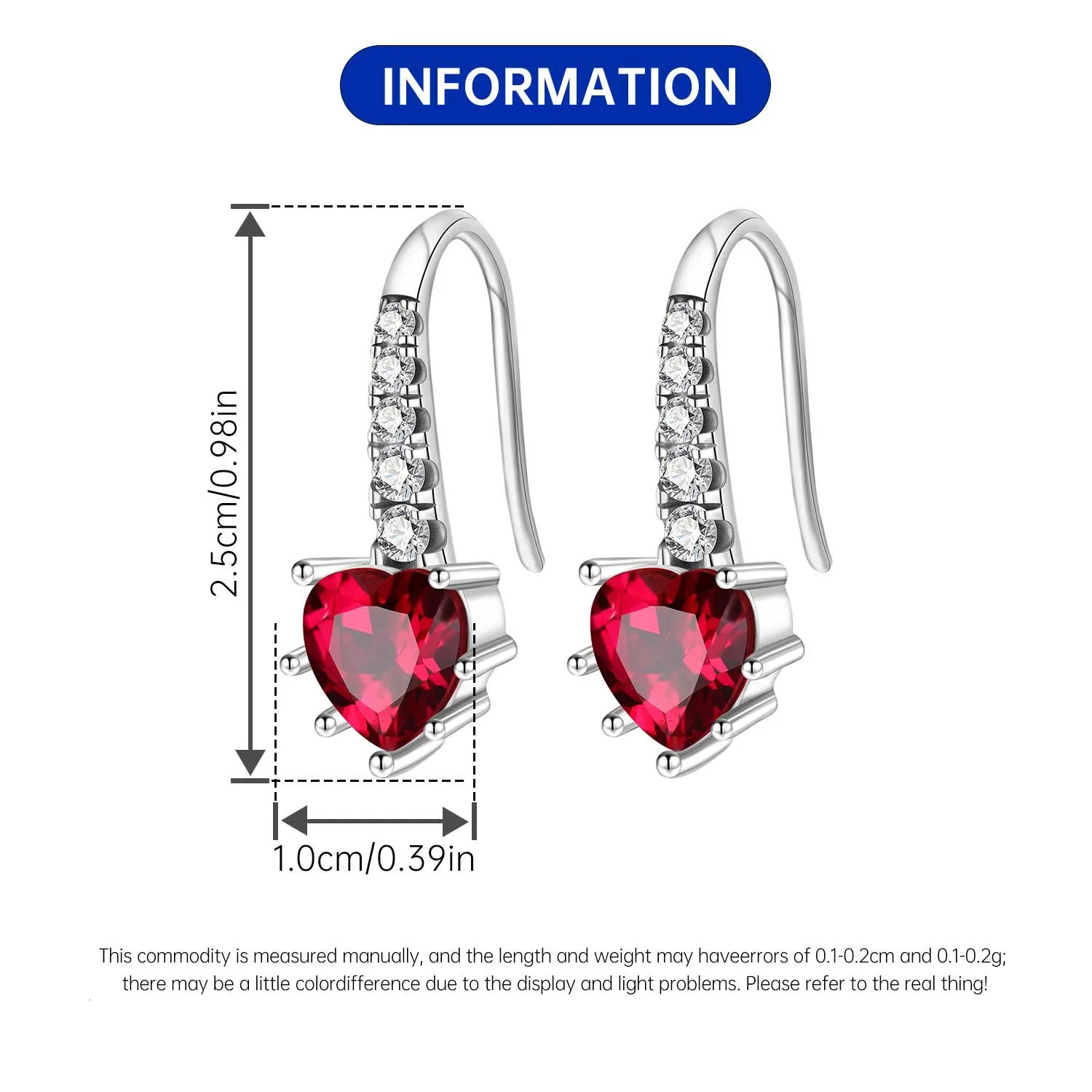 CYCUFF 2025 925 Sterling Silver Red Zircon Heart-shaped Hook Earrings Original for Women Earrings Birthday Gift Fine Jewelry 250610
