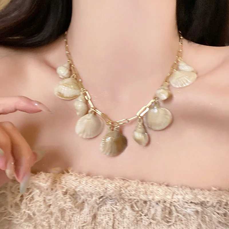 Bohemian Shell Conch Starfish Pendant Necklace for Women Summer Beach Vacation Gold Color Neck Chain Jewelry Y2K Accessories Z250614