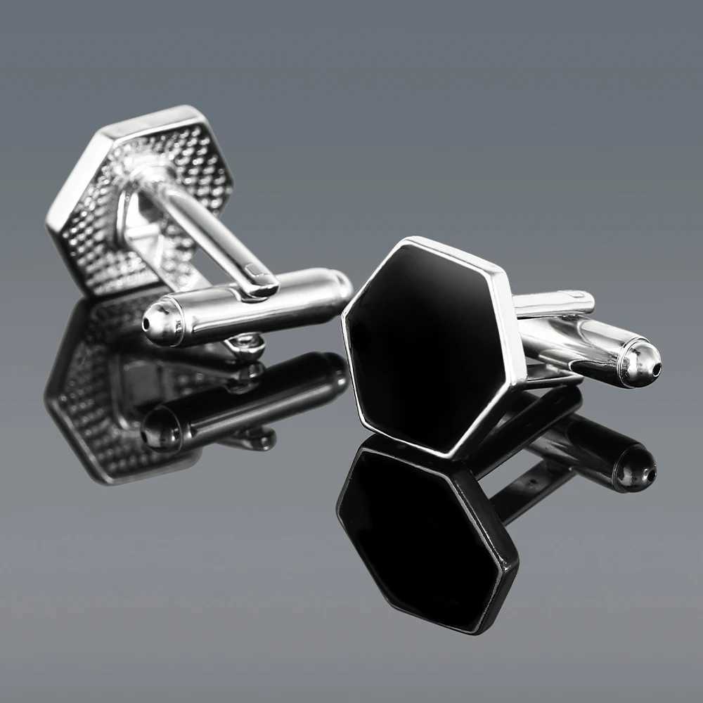 Personality Mens Black Hexagon Cufflinks Shirt Suit Tuxedo Blouse Cufflinks Jewelry XJ250614