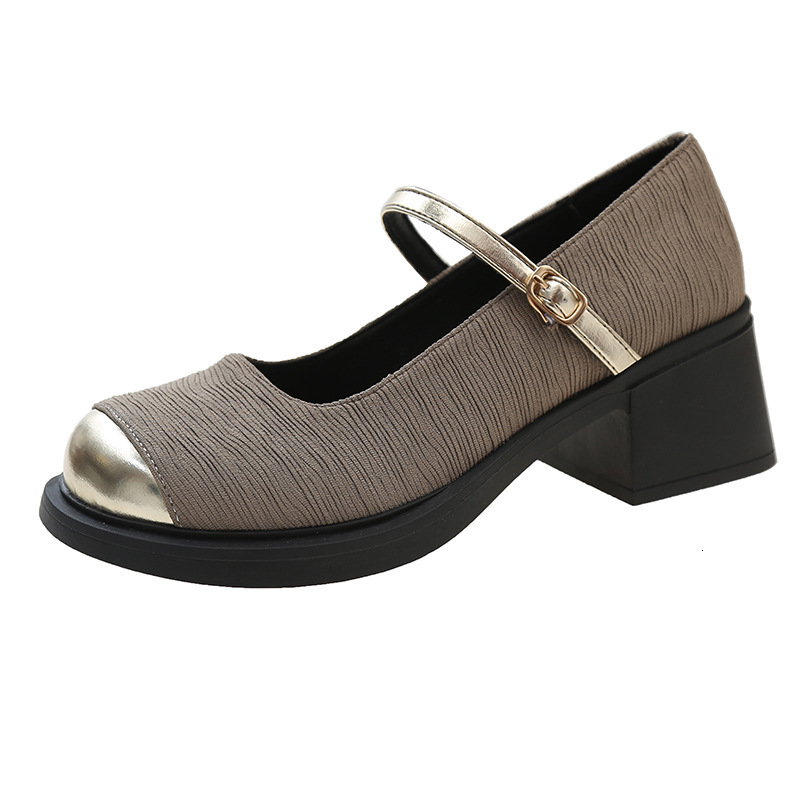 Ddmyoutdoor Mary Jane French High Heels Thick Sole Spring Summer New End Evening Style Single Fashion Small Leather Shoes Outdoor Shoes