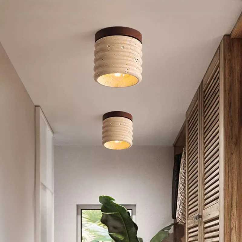 Wabi Sabi Yellow Stone Downlight Foyer Corridor Cave Stone Ceiling Light Balcony Hotel Restaurant Travertine Decorative LED LampXJ2500613