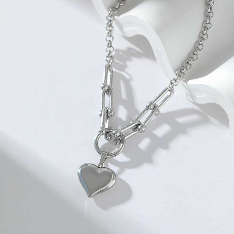 EILIECK 316L StainlESS Steel Silver Color Heart Pendant Necklace For Women New Fashion Dangle Neck Chain Waterproof Jewelry Z250614