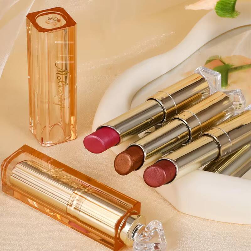Waterproof Shimmer Matte Texture Pearlescent Glitter Velvet 24H Long Lasting Diamond Lipstick Women Makeup 1PCS happy