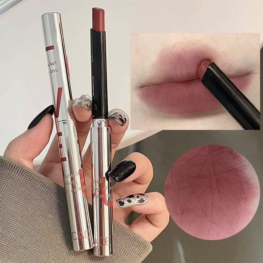 Nude Velvet Lipsticks Waterproof Long Lasting Moisturize Stick Not Fade Sexy Matte Lipstick Lip Gloss Women Makeup Lipsalve happy