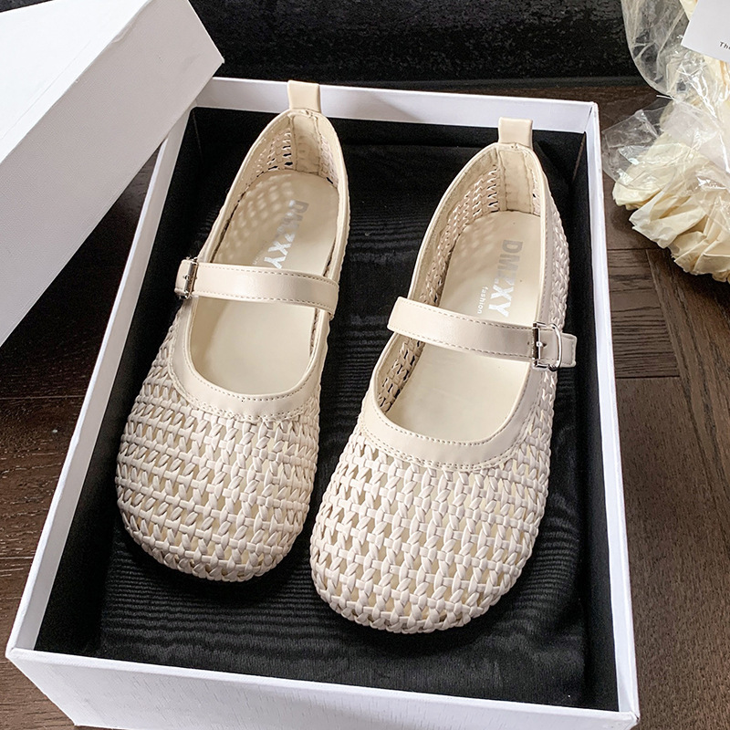 Ddmyoutdoor French Mary Jane For Women Summer New Fairy Style Versatile Breathable Hollow Strap Single Shoes Outdoor Shoes
